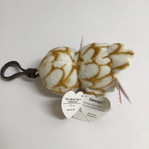 Ty Beanie Boos SET Owl Key Ring Clips Sammy Swoops Mini Plush Stuffed Animal Toy - Picture 8 of 12